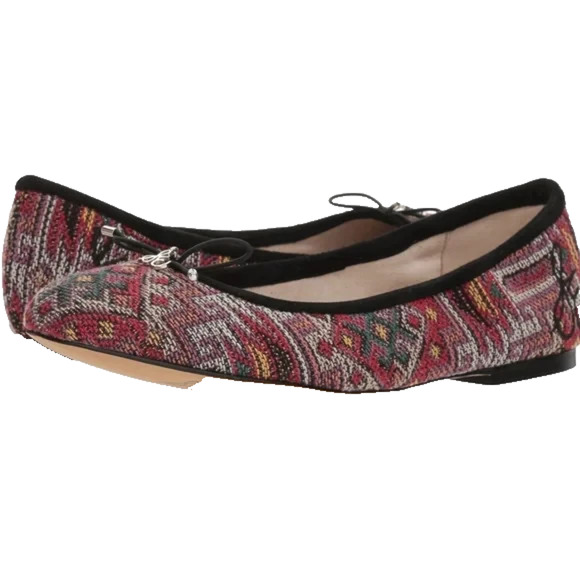 Sam Edelman Felicia Ballet Flat Embroidered Aztec Navajo Textile Bow Red 8.5 - Picture 1 of 6